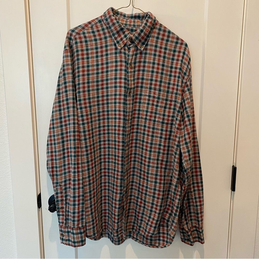 J Crew Men’s Long Sleeve Slim Fit Button Down Shirt. Large. Green Plaid. Cotton